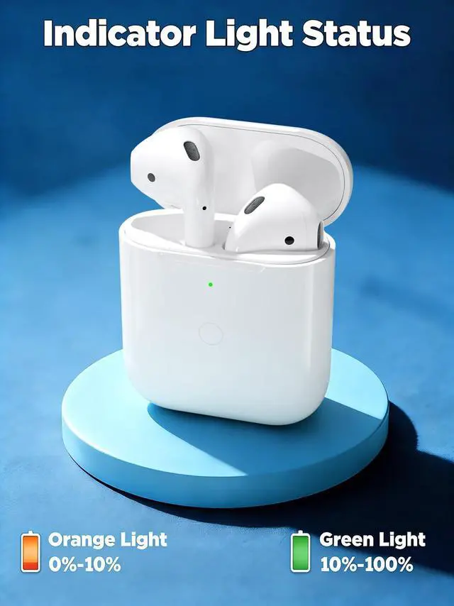 Alt view image 2 of 7 - Replacement Charging Case for AirPods 1st/ 2nd Generation, Wireless Charger Case for Air Pod 1/2 Gen, Support Bluetooth Pairing Sync Button, No Earbuds (L-Port)