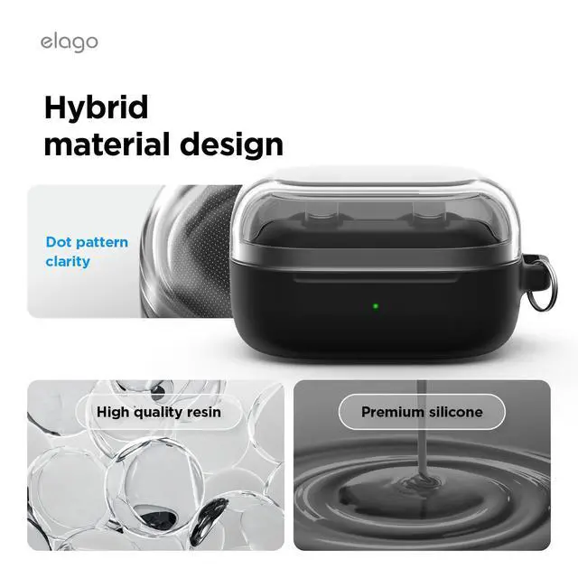 Alt view image 4 of 7 - Duo Case for Galaxy Buds 4 Pro & Galaxy Buds 4 | Duo with Carabiner, Premium Silicone + TPU Cover, Wireless Charging, for Men, for Women (Clear - Black)