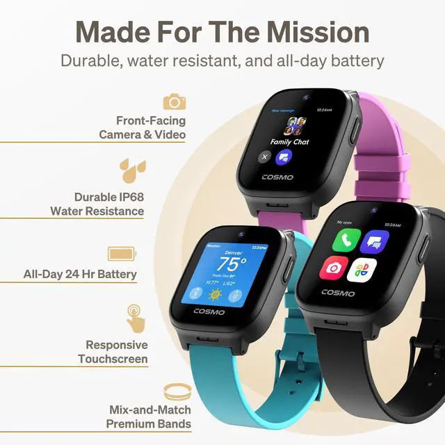 Alt view image 5 of 7 - 5 SE Kids Smart Watch by Cosmo | All-New Phone Watch & GPS Tracker | Call & Text, Kid-Safe, Precision Real-Time GPS Tracking, School Focus, Parental Controls, SOS & Safety Alerts, Spotify Music
