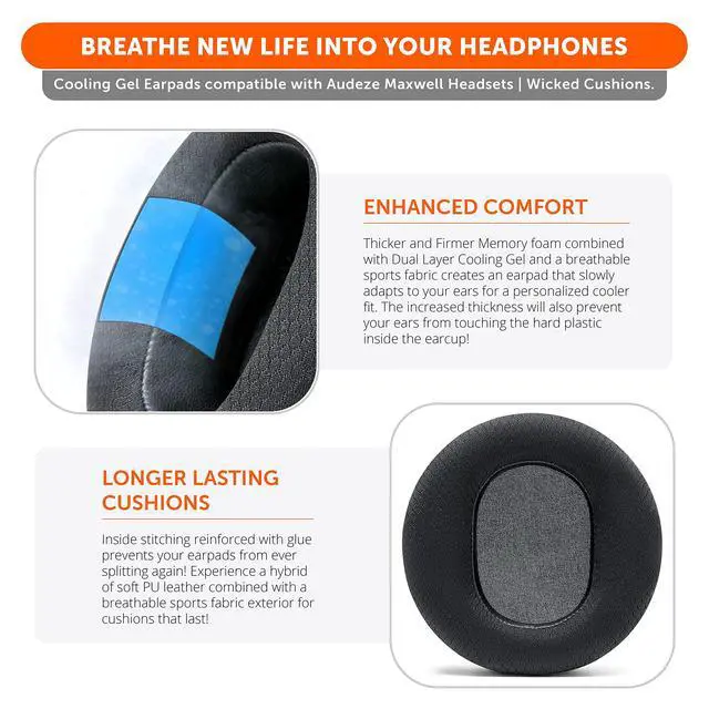 Alt view image 4 of 7 - Mod Kit V2 for Maxwell Gen 1 Cooling Gel Earpads + Extra Wide Silicone Headband Compatible with Audeze Maxwell Xbox & PS5 Gen 1 by Wicked Cushions | Enhanced Comfort & Cooling | Black