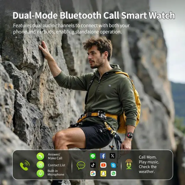 Alt view image 2 of 7 - Military Smart Watch for Men (Answer/Make Calls), 50+ Days Battery Life | 1.53" HD, 110+ sports modes, heart rate/sleep monitor, IP68 waterproof, Fitness Watch with LED Flashlight for iOS/Android