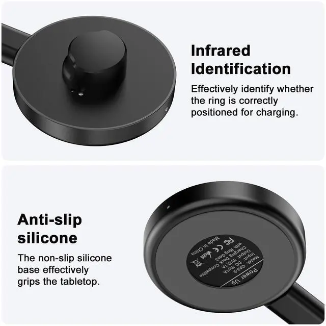 Alt view image 4 of 7 - Compatible with Oura Ring Gen 3 (Size 9) Charger Fast Charging Dock with Infrared Sensing, Auto Stop Protection, Indicator, Non-Slip Base, Charger for Smart Ring Includes 59 Inch USB-C Cable