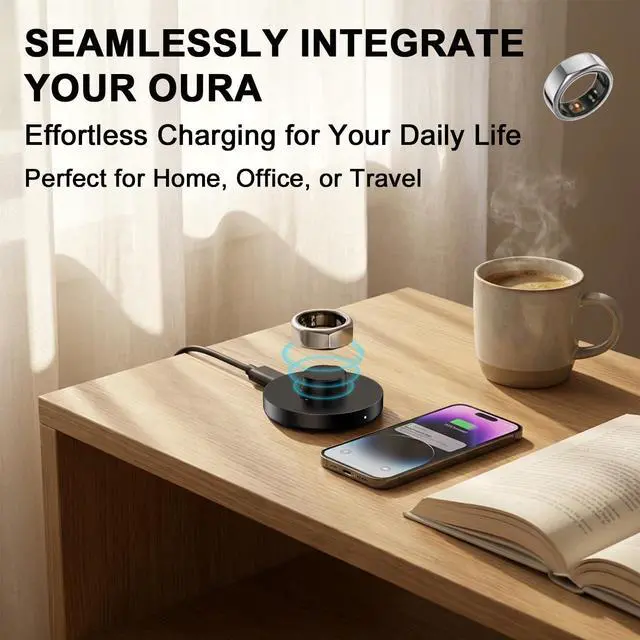 Alt view image 5 of 7 - Compatible with Oura Ring Gen 3 (Size 9) Charger Fast Charging Dock with Infrared Sensing, Auto Stop Protection, Indicator, Non-Slip Base, Charger for Smart Ring Includes 59 Inch USB-C Cable