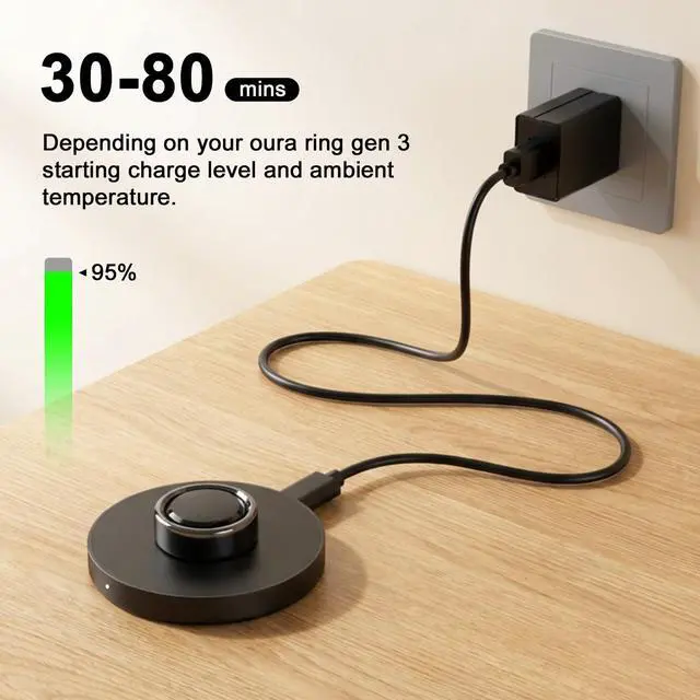 Alt view image 6 of 7 - Compatible with Oura Ring Gen 3 (Size 9) Charger Fast Charging Dock with Infrared Sensing, Auto Stop Protection, Indicator, Non-Slip Base, Charger for Smart Ring Includes 59 Inch USB-C Cable