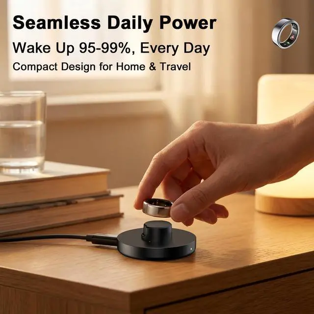 Alt view image 7 of 7 - Compatible with Oura Ring Gen 3 (Size 9) Charger Fast Charging Dock with Infrared Sensing, Auto Stop Protection, Indicator, Non-Slip Base, Charger for Smart Ring Includes 59 Inch USB-C Cable
