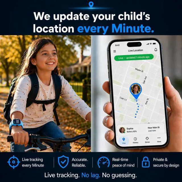 Alt view image 4 of 7 - Smart Watch for Kids With GPS Tracker, Video & Audio Call, SOS Alerts, HD Camera, School Mode, Parental Control, Kids Smart Watch With Preinstalled SIM Card, Safe Phone Watch for Boys & Girls (Blue)