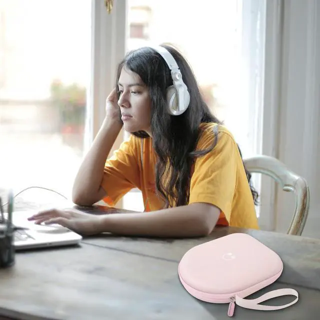 Alt view image 7 of 7 - Headphone Case Compatible with JBL Tune 510BT/ 520BT/ for Sony WH-CH520/510/ for JBL Live 460NC/670NC Wireless On-Ear Headphones, Bluetooth Head Phones Protective Storage Bag for Charging Cable -Pink