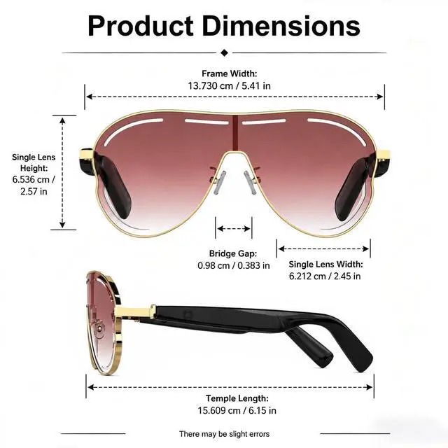 Alt view image 7 of 7 - Smart Glasses for Women Men, Open Ear Audio, 7H Playtime, Mic & Speakers | Bluetooth Sunglasses, Touch Control for Sports Driving, Bilateral Power-On, Large Frame, Eye Care for Outdoor