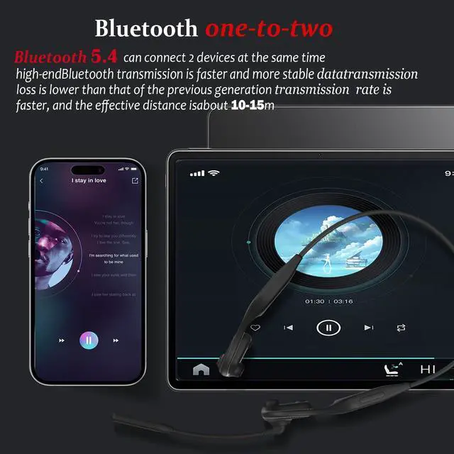 Alt view image 6 of 7 - Open Ear Headphones with Mic - 29g Lightweight Open Ear Headset with DSP Noise Cancelling Boom Mic, 270° Rotatable Mic, Connect 2 Devices, 10H Battery for Work, Office, Driving