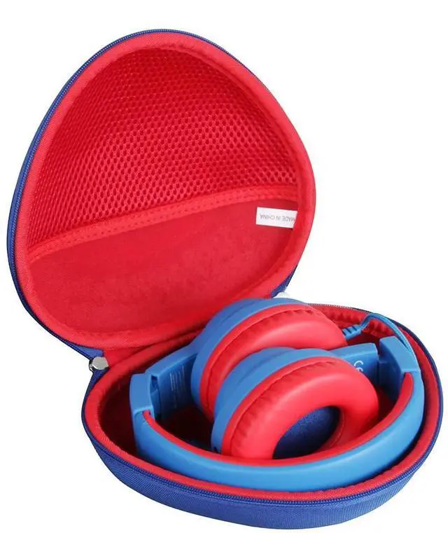 Main image of Hard Travel Case for iClever HS19 / iClever BTH12 Kids Headphones (Outer Blue + Inner Red)