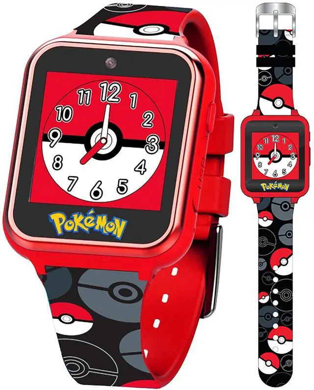 Main image of Pokemon Pokeball Touchscreen Kids Smart Watch - Red Interactive Educational Toy Watch with Camera, Alarm, Calculator for Boys & Girls - POK4230AZ