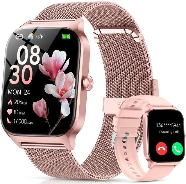 Main image of Smart Watch for Women, Answer/Make Call/AI Voice,1.85" HD Smartwatch Compatible for iPhone/Samsung/Android,120+Sport Modes Fitness Tracker with Heart Rate/Sleep Monitor, IP68Waterproof (2 Bands)