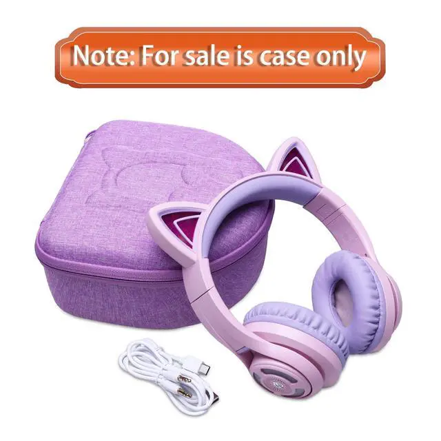 Alt view image 5 of 7 - Kids Headphones Case for Cat Ear Kids Headphones, Purple (Only Case) | Compatible with iClever BTH13 / HS01 / HS20 and Riwbox CT-7 / CT-7S / CF9 and ONITOO B90 Cat Ear Kids Headphones