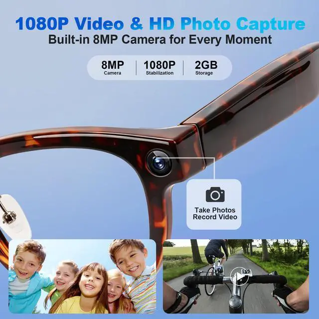 Alt view image 2 of 7 - AI Smart Glasses with 8MP Camera for Men & Women, 1080P Video & Photo Capture, AI Assistant & Real-Time Translation, Open-Ear Audio, Bluetooth, Object Recognition, Photochromic Lenses