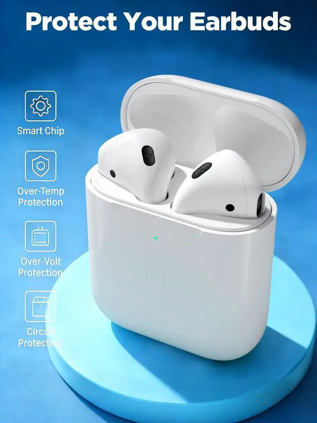 Alt view image 3 of 7 - Replacement Charging Case for AirPods 1st/ 2nd Generation, Wireless Charger Case for Air Pod 1/2 Gen, Support Bluetooth Pairing Sync Button, No Earbuds (L-Port)