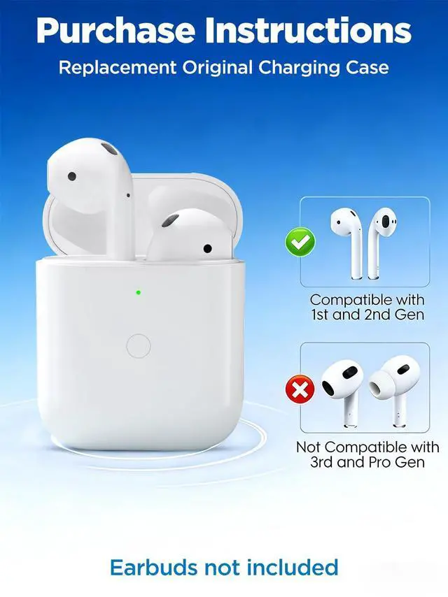 Alt view image 4 of 7 - Replacement Charging Case for AirPods 1st/ 2nd Generation, Wireless Charger Case for Air Pod 1/2 Gen, Support Bluetooth Pairing Sync Button, No Earbuds (L-Port)