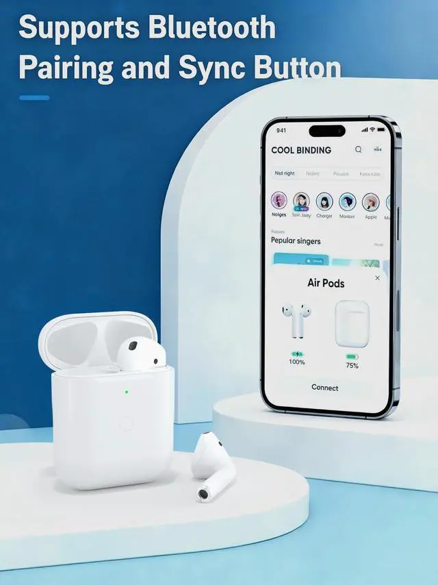 Alt view image 6 of 7 - Replacement Charging Case for AirPods 1st/ 2nd Generation, Wireless Charger Case for Air Pod 1/2 Gen, Support Bluetooth Pairing Sync Button, No Earbuds (L-Port)