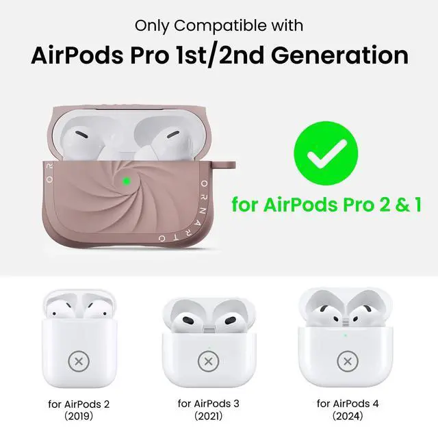 Alt view image 2 of 7 - Vortuxe for AirPods Pro 2 Case & for AirPods Pro Case, Latte | Style Meets Protection - Velvety Liquid Silicone, 2X MIL-STD Drop Protection, Reinforced Corners, LED Visible, Carabiner