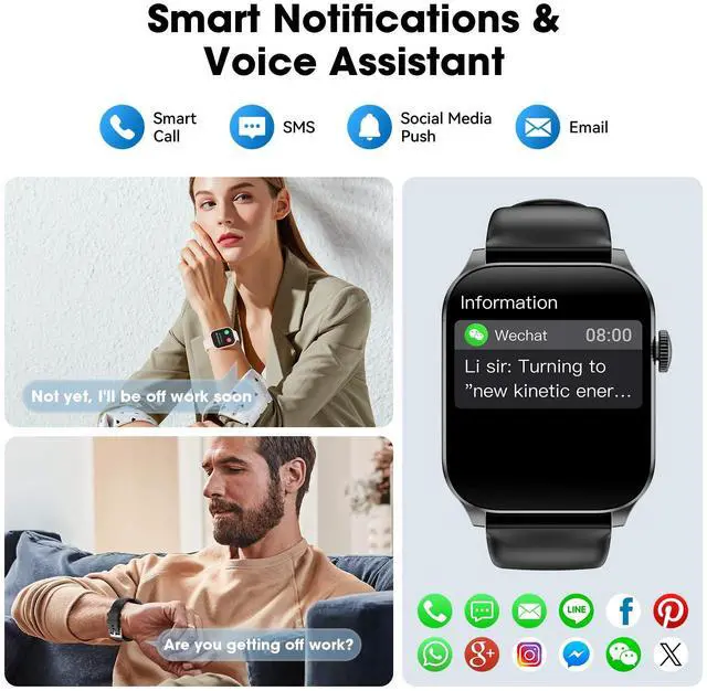 Alt view image 3 of 7 - Smart Watches for Men Women, 1.91" HD Curve Screen Smartwatch (Answer/Make Call), Activity Fitness Tracker with Heart Rate Sleep Monitor Pedometer, 100+ Sport Modes, Smart Watch for Android iPhone