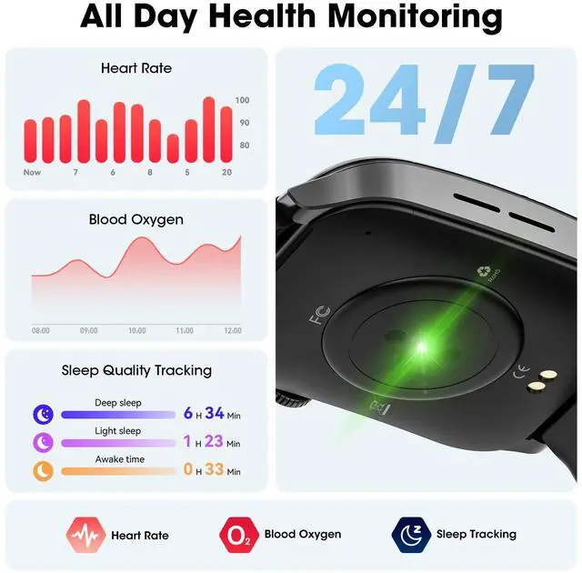 Alt view image 4 of 7 - Smart Watches for Men Women, 1.91" HD Curve Screen Smartwatch (Answer/Make Call), Activity Fitness Tracker with Heart Rate Sleep Monitor Pedometer, 100+ Sport Modes, Smart Watch for Android iPhone