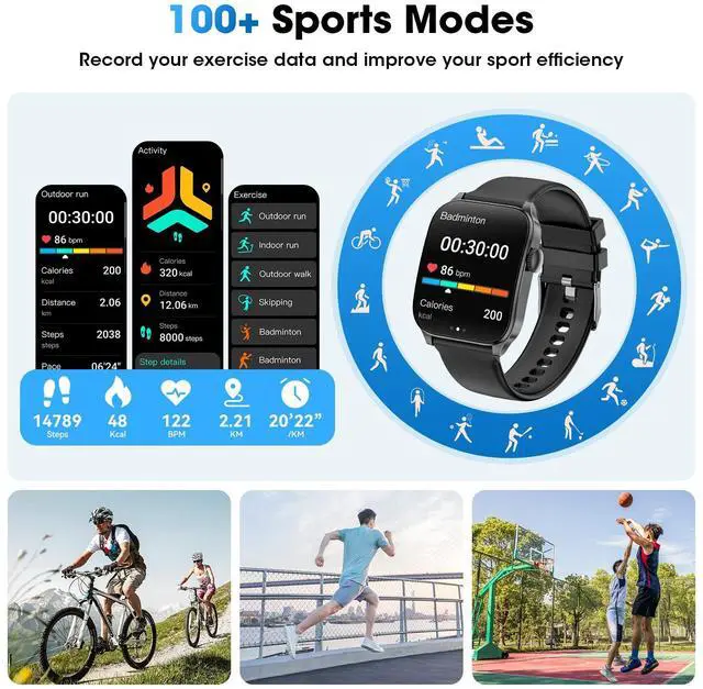 Alt view image 5 of 7 - Smart Watches for Men Women, 1.91" HD Curve Screen Smartwatch (Answer/Make Call), Activity Fitness Tracker with Heart Rate Sleep Monitor Pedometer, 100+ Sport Modes, Smart Watch for Android iPhone
