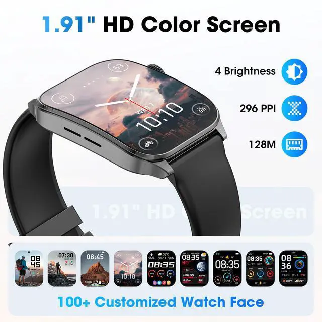 Alt view image 6 of 7 - Smart Watches for Men Women, 1.91" HD Curve Screen Smartwatch (Answer/Make Call), Activity Fitness Tracker with Heart Rate Sleep Monitor Pedometer, 100+ Sport Modes, Smart Watch for Android iPhone