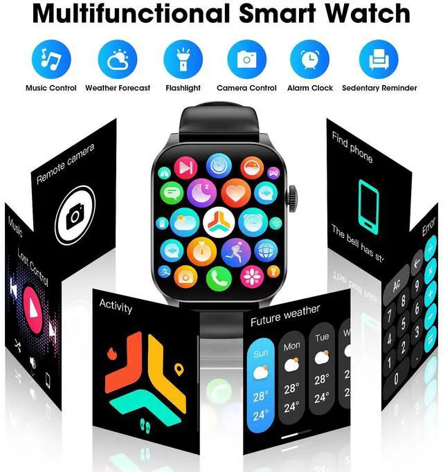 Alt view image 7 of 7 - Smart Watches for Men Women, 1.91" HD Curve Screen Smartwatch (Answer/Make Call), Activity Fitness Tracker with Heart Rate Sleep Monitor Pedometer, 100+ Sport Modes, Smart Watch for Android iPhone