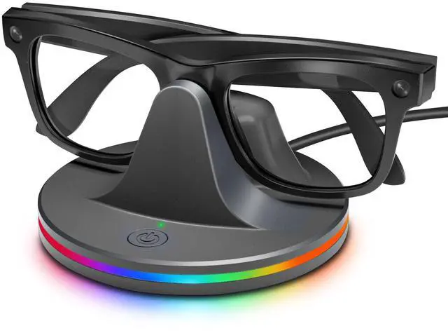 Main image of Charging Station for Meta Ray-Ban Glasses, Space Gray | Compatible with Wayfarer, Skyler, Headliner & Oakley Meta HSTN, 7-Color RGB Light and USB-C Cable