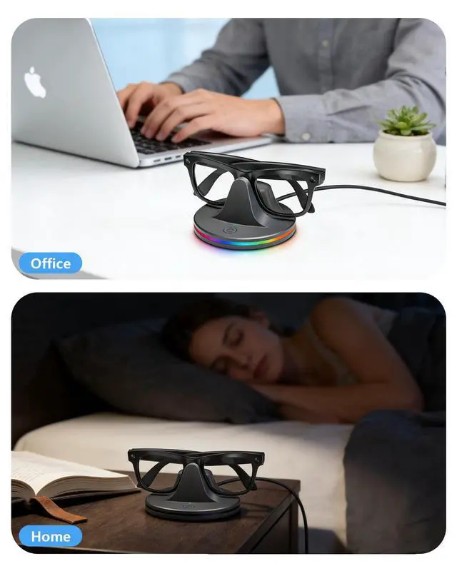 Alt view image 6 of 7 - Charging Station for Meta Ray-Ban Glasses, Space Gray | Compatible with Wayfarer, Skyler, Headliner & Oakley Meta HSTN, 7-Color RGB Light and USB-C Cable