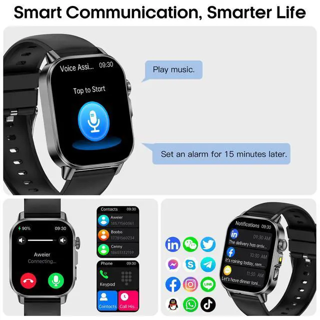 Alt view image 6 of 7 - Smart Watch for Men Women with 2.0" HD Display, Blood Pressure Oxygen Heart Rate Sleep Monitor, 136 Sports Modes, IP68 Waterproof Fitness