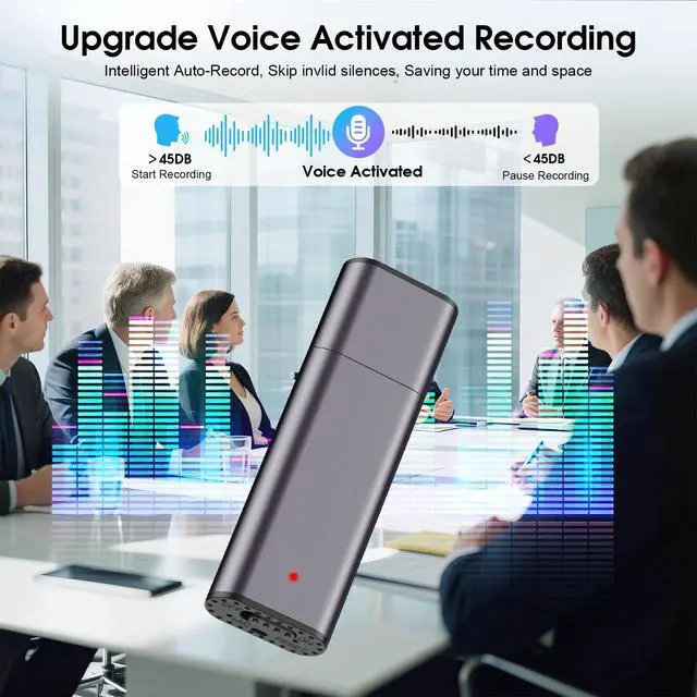 Alt view image 3 of 7 - 64GB Digital Voice Recorder Voice Activated Recorder USB Recording Device with Noise Reduction Rechargeable 750Hrs Small Pocket Audio Recording Devices for Lectures, Interview, Meeting, Class (Grey)