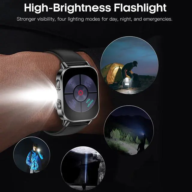 Alt view image 5 of 7 - Smart Watch for Men Women with 2.0" HD Display, Blood Pressure Oxygen Heart Rate Sleep Monitor, 136 Sports Modes, IP68 Waterproof Fitness