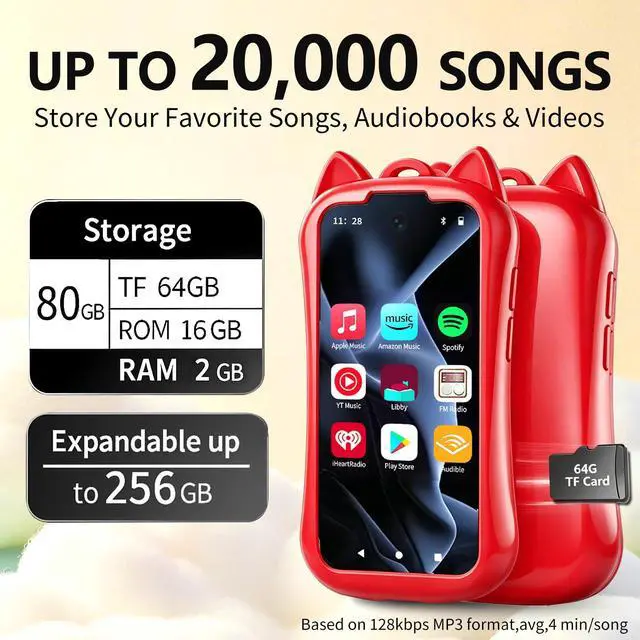 Alt view image 2 of 7 - Kids MP3 Player with Spotify, Bluetooth, WiFi and Parental Controls
