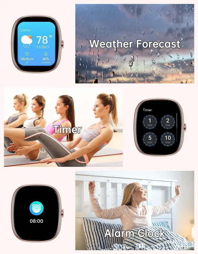 Alt view image 7 of 7 - Smart Watch for Women, Bluetooth Call, for iPhone/Android Pink | 1.85" HD, Fitness Tracker Watch, Heart Rate/Sleep/Stress Monitor, Step/Calories Counter, 100+ Sport Types, IP68 Waterproof