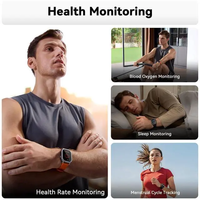 Alt view image 3 of 7 - Pulse Smart Watch, 25 Days Battery, 1.96" AMOLED Display, 170+ Sport Modes, IP68 Waterproof, Bluetooth Call, 24/7 Heart Rate & Fitness Monitor for Android & iOS, Black