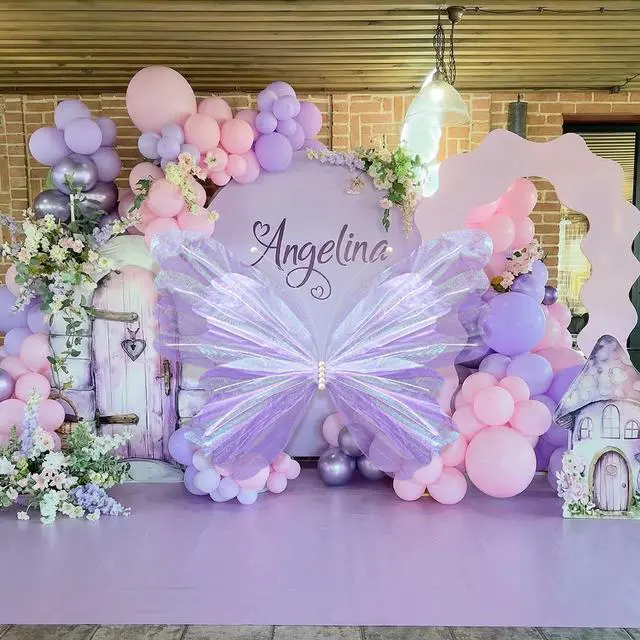Alt view image 4 of 6 - 47 Inch Giant Butterfly Party Decoration Large Mariposas Grandes para Decor Big 3D Silk Butterfly Backdrop for Birthday Party Wedding Photo Booth(Purple, Classic Style)
