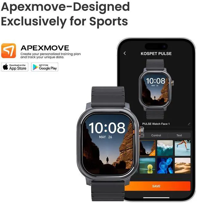 Alt view image 5 of 7 - Pulse Smart Watch, 25 Days Battery, 1.96" AMOLED Display, 170+ Sport Modes, IP68 Waterproof, Bluetooth Call, 24/7 Heart Rate & Fitness Monitor for Android & iOS, Black