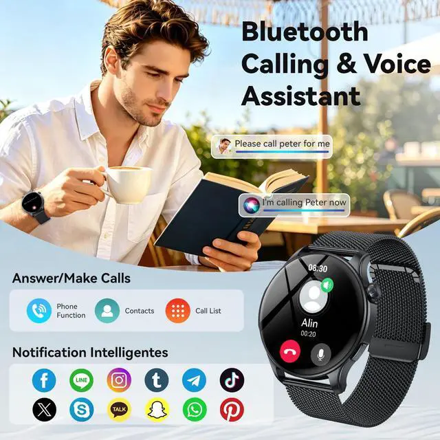 Alt view image 3 of 7 - Smart Watch for Men Women Fitness Tracker: Smartwatch for Android Phones iPhone Compatible Samsung Bluetooth Call Answer/Make Watches for Men Heart Rate Sleep Monitor IP68 Waterproof 120+Sports Model