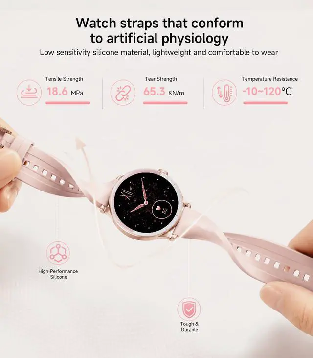 Alt view image 7 of 7 - Smart Watch for Women,Answer/Make Call,0.39 inch Ultra-Thin | Bluetooth Calls & AI Voice,IP68 Waterproof,Heart Rate/SpO2/Period Tracker,100+ Sports Modes,Compatible with Android/iPhone
