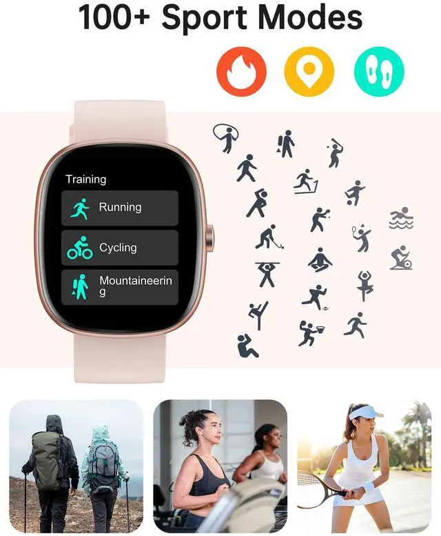 Alt view image 4 of 7 - Smart Watch for Women, Bluetooth Call, for iPhone/Android Pink | 1.85" HD, Fitness Tracker Watch, Heart Rate/Sleep/Stress Monitor, Step/Calories Counter, 100+ Sport Types, IP68 Waterproof