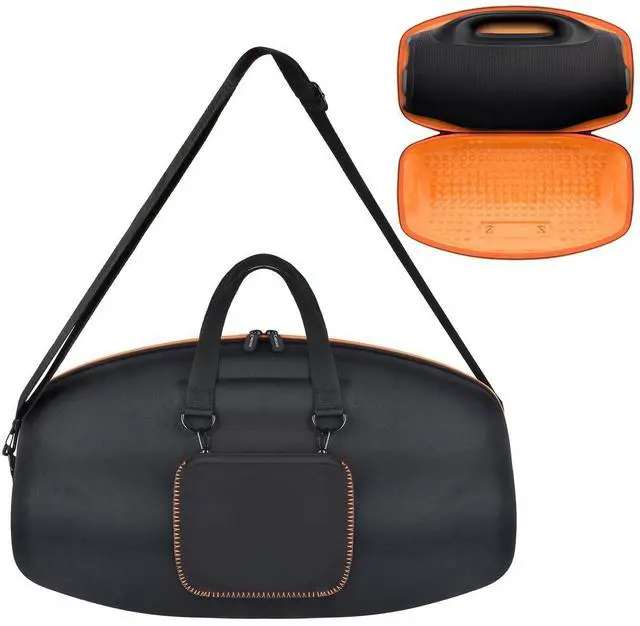 Main image of Hard Travel Case for JBL Boombox 4 Powerful Portable Waterproof Speaker, Bluetooth Speaker Storage Organizer with Shoulder Strap and Small Pocket for USB Charger Cables- Orange Inside