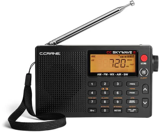 Main image of C. Crane CC Skywave 2 AM, FM, Shortwave, NOAA Weather + Alert, VHF Aviation Band, Small Battery-Operated Portable Travel Radio with Clock and Alarm