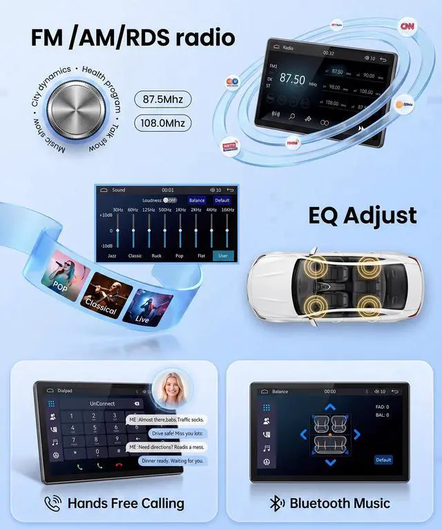 Alt view image 5 of 7 - 7 Inch Single DIN Flip Out Car Stereo with Wireless CarPlay & Android Auto-IPS Touchscreen with Dual Knob, Bluetooth 5.0, Backup Camera, SWC, FM/AM Radio, Type-C Fast Charging | Universal Fit