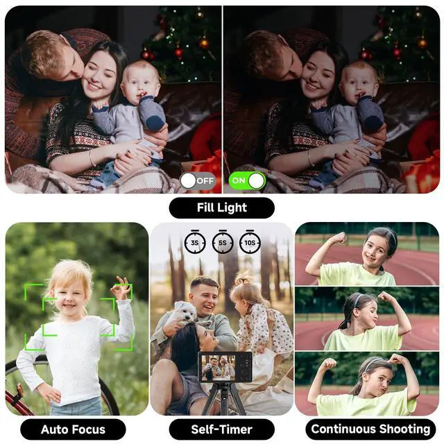 Alt view image 4 of 7 - Digital Camera FHD 4K Kids Camera 44MP with 64GB SD Card (Black) | Autofocus