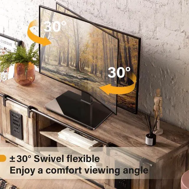 Alt view image 3 of 7 - Universal TV Stand for 27-65 inch LED LCD TV Swivel Table Top Television Stand with 30 Degree Height Adjustable TV Stand with Mount TV Base with Tempered Glass Base Max VESA 400x400mm