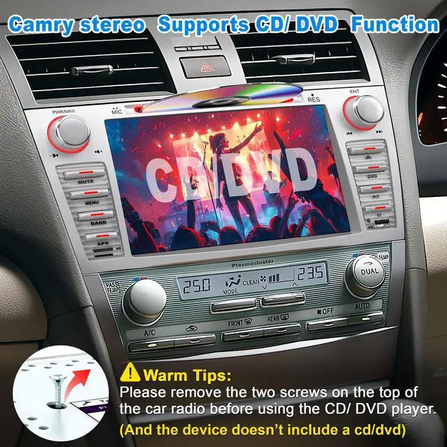 Alt view image 3 of 7 - Car Radio for Camry 2006-2011 with CD/DVD Player- CarPlay & Android Auto | 8 Inch Head Unit Car Stereo with HD Touch Screen, Backup Camera, SWC, Bluetooth 5.2,FM/AM Radio,EQ Setting,Mirror Link