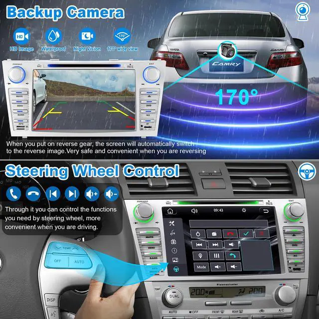 Alt view image 5 of 7 - Car Radio for Camry 2006-2011 with CD/DVD Player- CarPlay & Android Auto | 8 Inch Head Unit Car Stereo with HD Touch Screen, Backup Camera, SWC, Bluetooth 5.2,FM/AM Radio,EQ Setting,Mirror Link