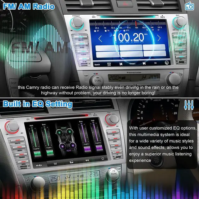 Alt view image 6 of 7 - Car Radio for Camry 2006-2011 with CD/DVD Player- CarPlay & Android Auto | 8 Inch Head Unit Car Stereo with HD Touch Screen, Backup Camera, SWC, Bluetooth 5.2,FM/AM Radio,EQ Setting,Mirror Link