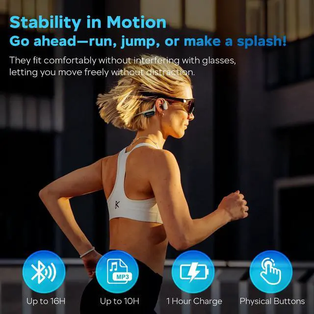 Alt view image 6 of 7 - Swimming Headphones, 32GB IPX8 Waterproof MP3 Player with LED Display, Bone Conduction Headphones with Bluetooth 5.4, 8H Playtime Lightweight & Secure Fit for Swimming, Running & Cycling Black