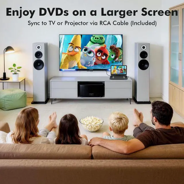 Alt view image 3 of 7 - 18" Portable DVD Player with 15.6" HD Swivel Screen, 6 Hours Rechargeable Battery, Large DVD Player Portable Support MP4, MKV Video & USB/SD Card/Sync TV, High Volume Speaker, All Regions